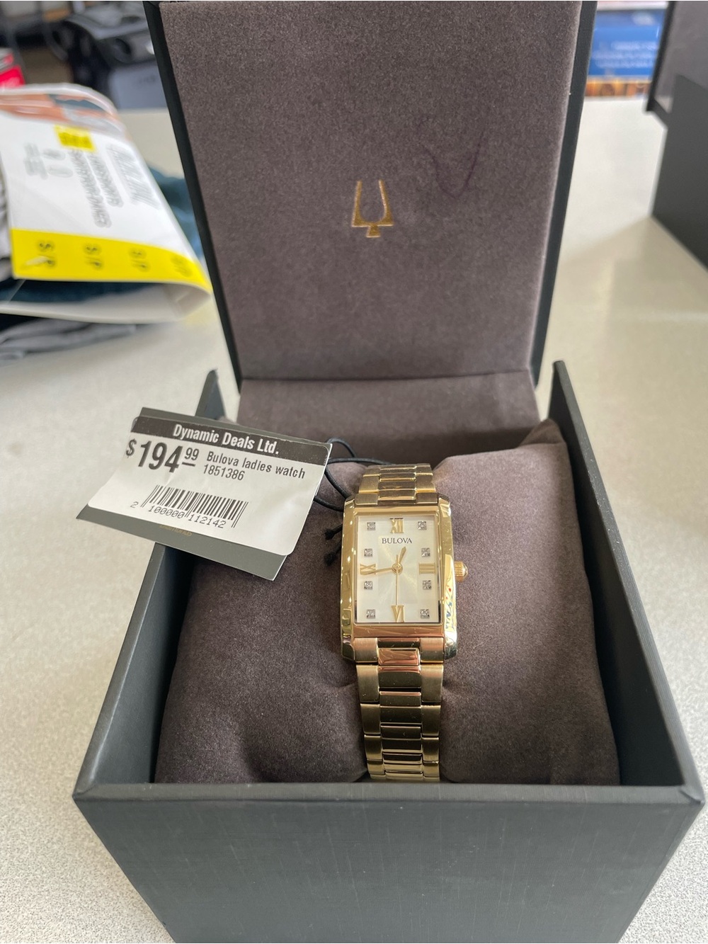 Bulova Gold Tone Rectangular Ladies Bracelet Watch - NEW
